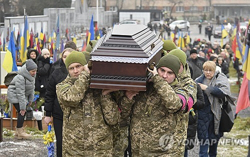 전사한 우크라이나군 장례식[EPA 연합뉴스 자료사진]